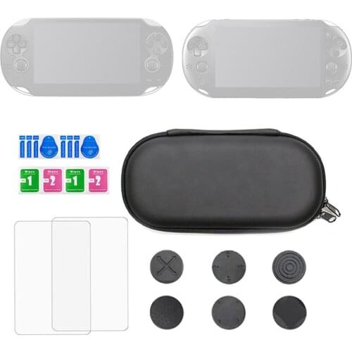 New Arrival Hard EVA Storage Holder Bags Kit with Tempered Film Thumb Grips for PS Vita PSV Game Console Protective Supplies