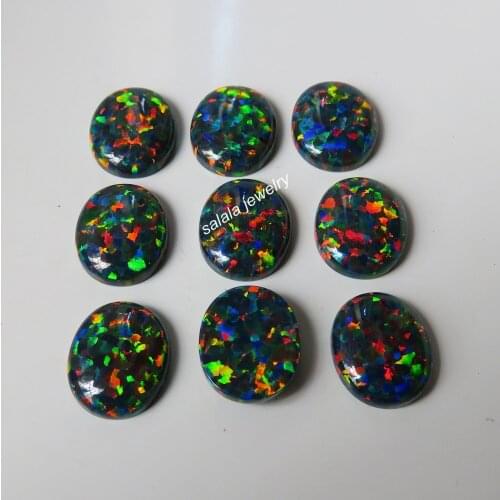 50pcs/lot 10x12mm Oval Opal OP32 Black Opal Synthetic Oval Cabochon Fire Opal Cabochon Opal for Body Piercing Jewelry