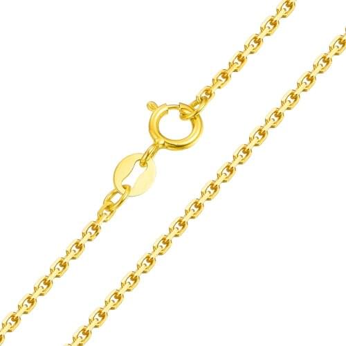 Pure Solid 18K Yellow Gold Necklace 1mm / 1.3mm Square O Link Chain Necklace Stamped Au750 For Women 40-45cm