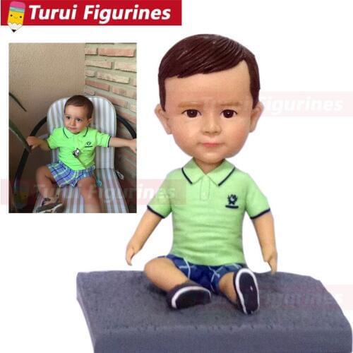 Personalized sculpture copied from photograph little boy baby dolls figurines from photos custom baby bobblehead figurines statu