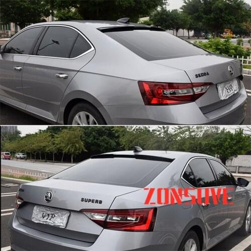 Use For Skoda Superb 2016-2019 Year Roof Spoiler Sport ABS Plastic Carbon Fiber Look Rear Trunk Wing Car Body Kit Accessories