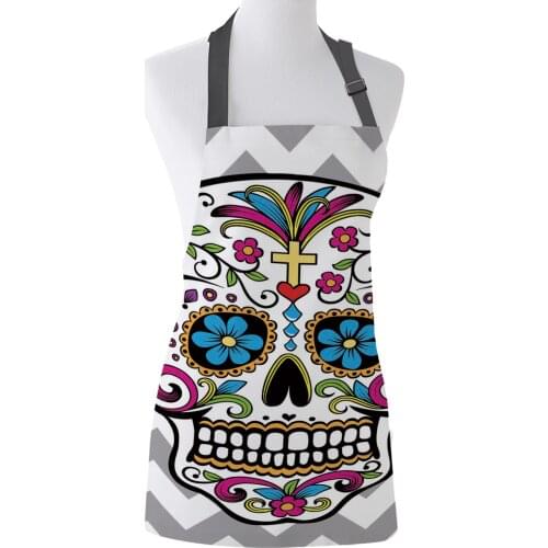 Rippled Skull Kitchen Aprons BBQ Bib Apron for Cooking Baking Restaurant Pinafore Home Christmas Decorations