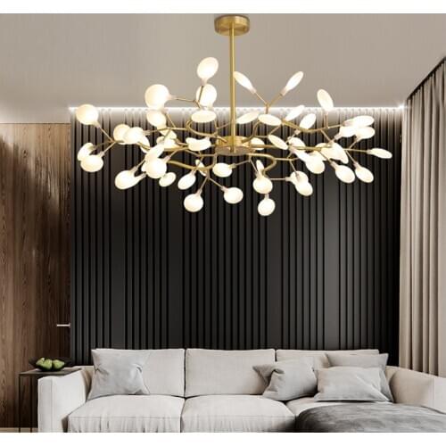 Copper Luxury LED Chandelier Lighting Nordic Modern Firefly Creative Hanging Lamp For Living Room Hall Villa Home Decoration G4