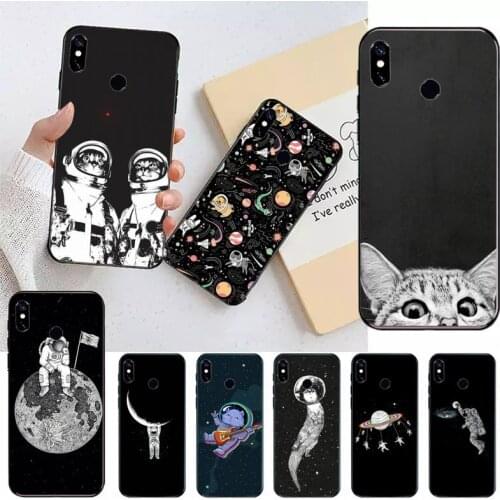 Cartoon universe space cat astronaut Phone Case For Xiaomi Redmi note 7 8 9 t k30 max3 9 s 10 pro lite Luxury brand shell coque