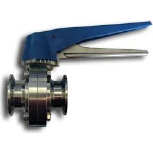 Sanitary 1.5" TC Bufferfly Valve - Squeeze Trigger, Homebrew Tri Clover Fitting, Beer Hardware