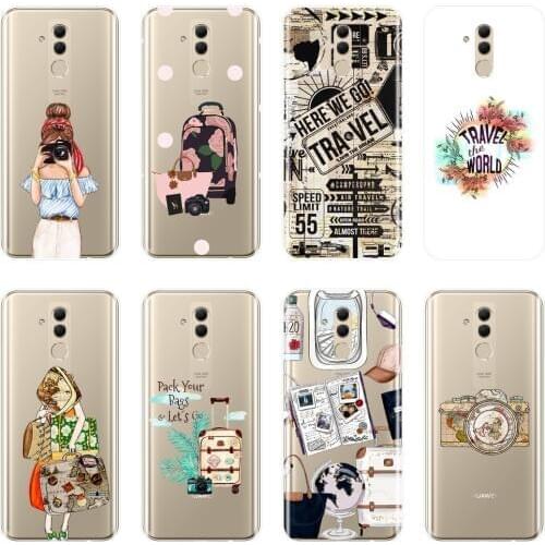 For Huawei Mate 9 10 20 Lite Phone Case Silicone Travel Girl Camera Cartoon Dot Soft Back Cover For Huawei Mate 7 8 9 10 20 Pro