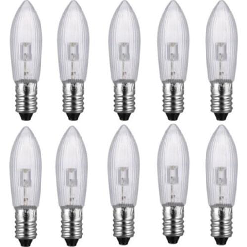 5/10/PCS E10 LED Replacement Bulbs Top Candle Fairy Christmas Lights Lamp 10V-55V AC Warm White Christmas Decorations
