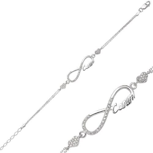 Tevuli 925 Sterling Silver Infinity Dearie Womens Bracelet