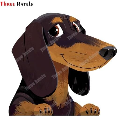 Three Ratels B386 Dachshund Car Window Sticker Occlusion Scratch DIY Vinyl Material Decor Decals