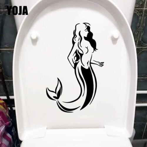 YOJA 15.5X23.8CM Wall Decal Decor Mermaid Tribal Fantasy Ocean Girl Fish Toilet Seat Sticker T5-0317