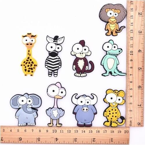 100PCS Wholesale Animal Cartoon Zebra Monkey Icon PVC Flat Back Soft Accessories Making For Fridge Magnets Book Clip DIY Trinket