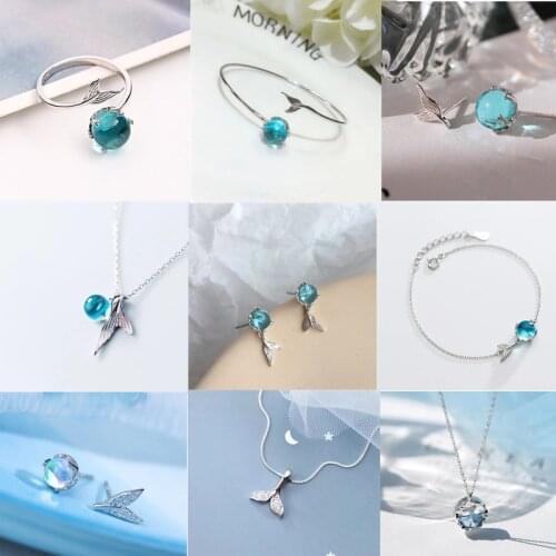 Elegant 925 Sterling Silver Crystal Mermaid Tail Stud Earring For Women Party Wedding Jewelry Pendientes Accessories