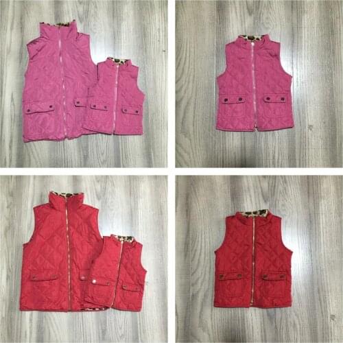 Girlymax Fall/winter baby girls mommy & me wine plum jacket Reversible Vest cotton children clothes sleeveless boutique