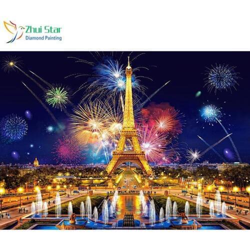 Zhui star 5d diy Diamond embroidery Eiffel Tower diamond painting Cross Stitch full square drill Rhinestone mosaic home adorn