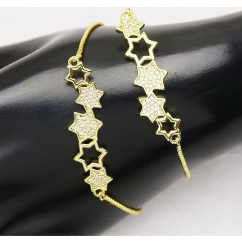 10pcs Star bracelets Gold star charms Metal charm bracelets zircon accessories connectors bracelets for women 8394