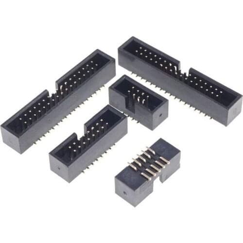 1000 Pcs SMT 0.10" Shrouded Box header IDC Socket Mating 2.54 mm Straight Male square pin 0.64mm 2 rows space 2.54 Surface Mount