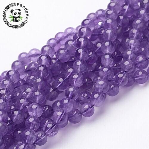 15~16" round stone strand, purple quartz, 6mm in diameter, hole: about 0.8mm