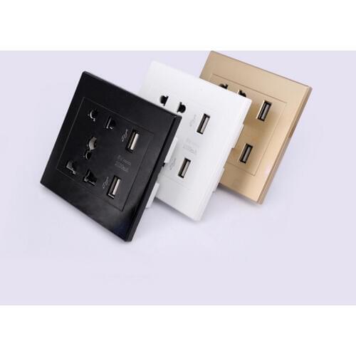 2 usb socket/4 USB Charging Wall Socket Input AC 85V-265V/Output 5V 1000ma /white/Golden/black/Free Shipping