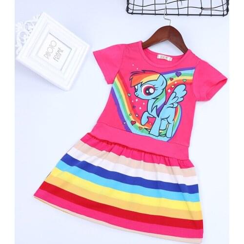 2018 Baby Girl Summer Dress Children Explosion Models Cartoon Print Cotton Clothes Girl European American Style Dress 3-7 Years