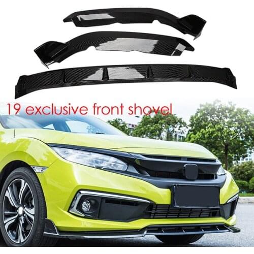 3PCS Front Bumper Body Kit Front Splitter Spoiler Cover Trim for Honda Civic 2019-2020