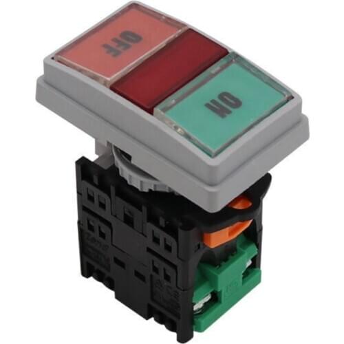 22mm TN2 Double Power Push Button Switch T2TFR-11D T2BFR-11 Flat Head Momentary