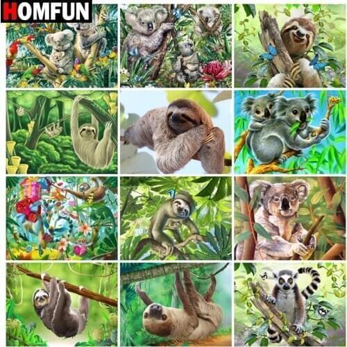 HOMFUN Diamond Painting Full Square/Round Diamond "Koala sloth animal" Pattern Embroidery Cross Stitch 5D Rhinestone Painting