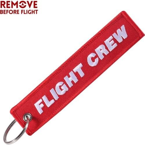 Red Flight Crew REMOVE BEFORE FLIGHT Fashion Jewelry Chain Keychain For Aviators Keychain Embroidery Key Rings Custom Key Fob