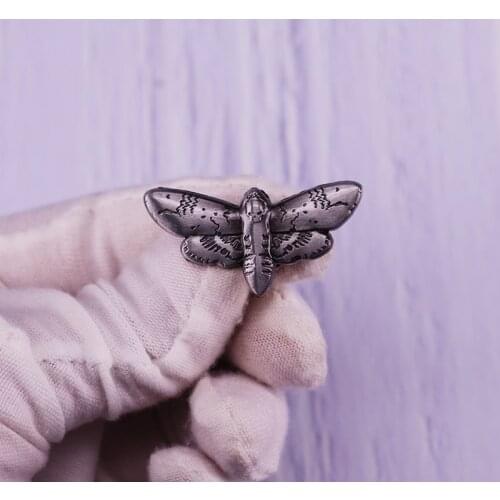 Dead Head Moth Butterfly Brooch Skull Gothic Punk Seliver Pin Badge