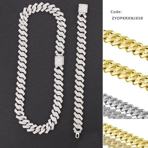 Iced Out Chains For Men Miami Cuban Link Necklace Luxury Micro Paved CZ Cuban Chain Fashion Hip Hop Jewelry