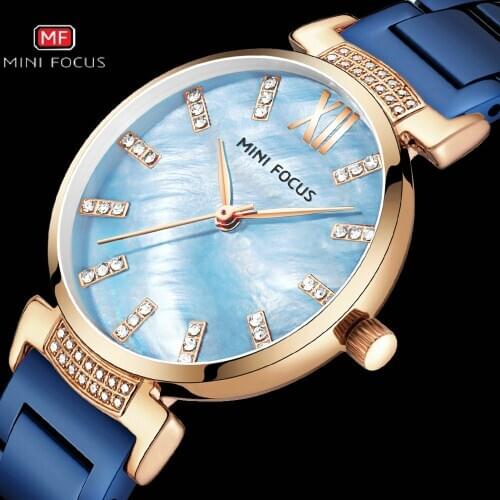 MINI FOCUS Fashion Elegant Women Watches Quartz Clock Stainless Steel Strap Top Brand Luxury Diamond Concise Ladies Wristwatches
