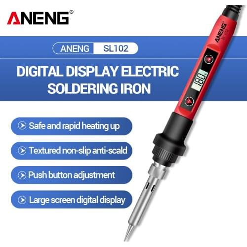 60W LCD Digital Soldering Iron Temperature Adjustable Display 220V 110V Welding Tool Ceramic Heater with Metal Bracket
