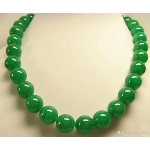 FFREE SHIPPING** 14mm Real Green original Round Beads Necklace