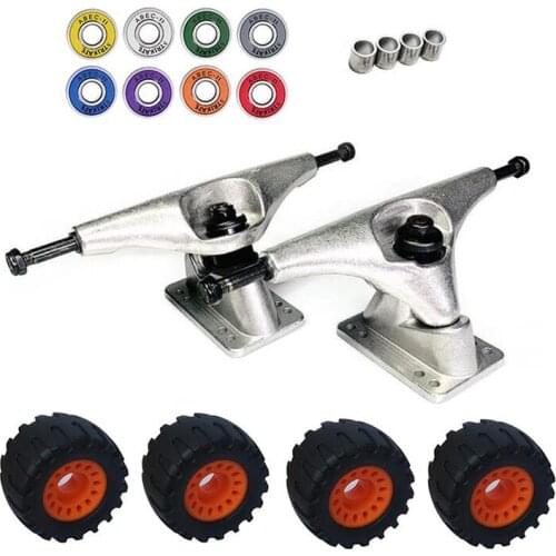 STRIKATE Longboard Surf Truck 6.25Inch with 160mm Axle 76mm x 45mm Offroad Rubber Wheels and ABEC-11 Bearing