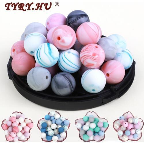 * 30pc/50pc Food Grade Round Silicone Beads 9mm 12mm 15mm Baby Teething Toy DIY Pacifier chain tools baby Teether BPA Free