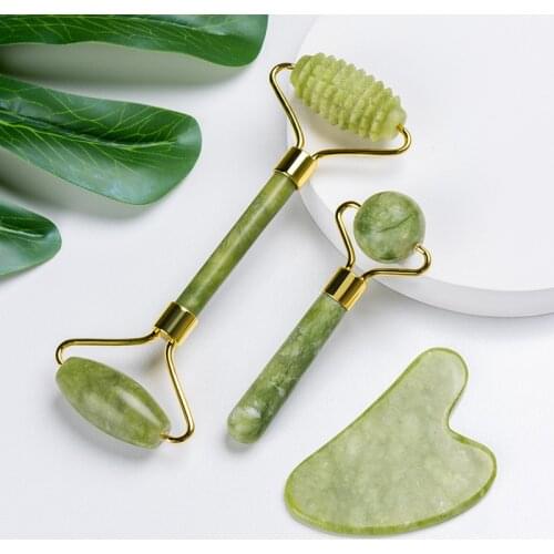 Home Decoration Crafts Stones Facial Massage Roller Double Head Jade Roller Natural Beauty Massager Face Lift Tool Green