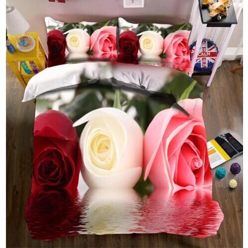 Red rose 3D bedding set luxury duvet cover California king Twin Full Queen bed sheet Pillowcase bed cover Home Textiles