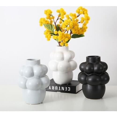 Nordic Ins Creative Ceramic Grape Vase Home Office Wine Cabinet Desktop Flower Arrangement Container Home Decoration Accessories
