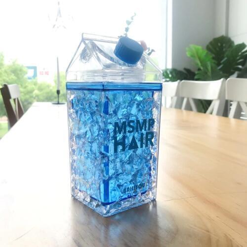 Milk Box Water Bottle Cute Square Water Bottle 400ML Plastic Water Bottle