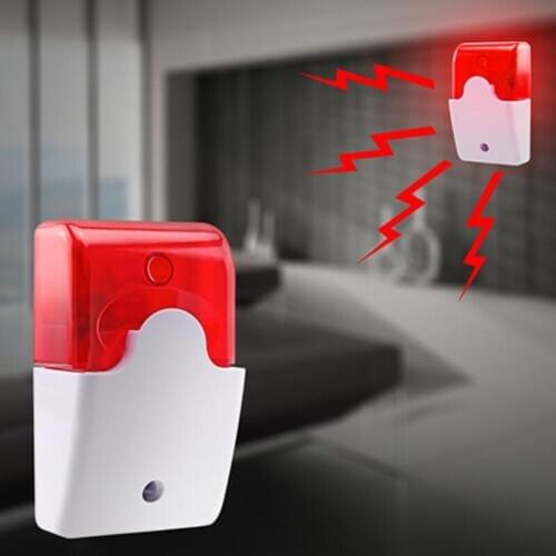Mini Wired Strobe Siren Durable 12V Sound Home Security Alarm System Flashing LED Light