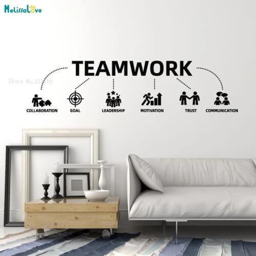 Work Quote Vinyl Wall Decals Teamwork Motivation Trust Communication Office Style Stickers Murals Self-adhesive YT2231