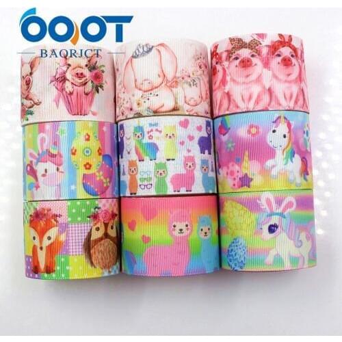 OOOT BAORJCT I-19221-420,38mm,10yards Cartoon Thermal transfer Printed grosgrain Ribbons,bow cap DIY accessories decorations