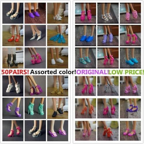 Wholesale 50 pairs doll shoes Children Girls Gift Doll Accessories Princess sandals flats shoes For Barbie Doll shoes 1/6