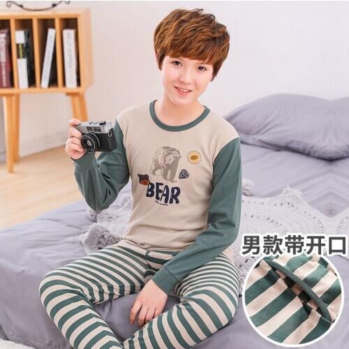Teenager Pajamas Set Childrens Clothing Suit Sleepwear Pyjamas Kids Big Boys Full Sleeve Night Suit 2PCS Pijamas For 12 14 16T