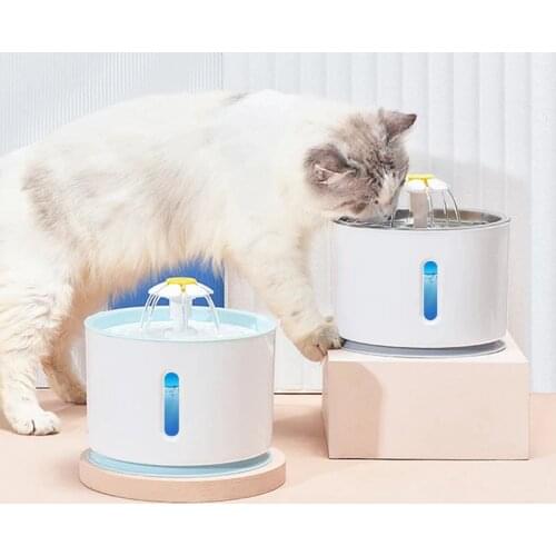 Cat Water Fountain Dogs Drinking Bowl Pet Electric Dry Automatic Power-off Pump USB Water Feeder Dispenser Quiet LED Drinker