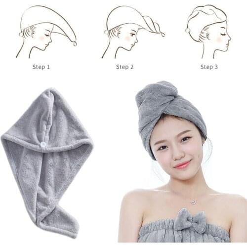 Towels Bathroom Microfiber Solid Quickly Dry Hair Hat Home Textile Towel Cute Cartoon Embroidery Hair Towel