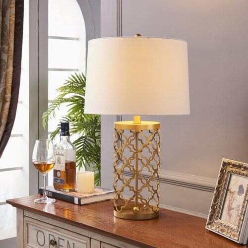 Simple Warm Golden Table Lamps Retro Creative American Style Lighting For Bedroom Foyer Hotel High 55&70cm