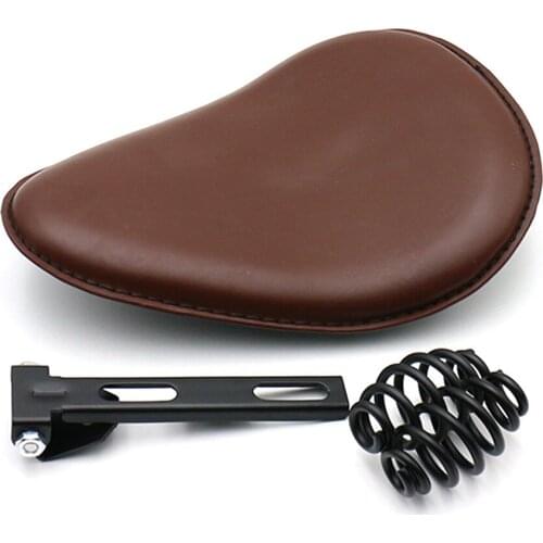 Brown Leather Motorcycle Solo Seat Springs Mounting Bracket For Harley For Suzuki Sportster Bobber Chopper Custom Application