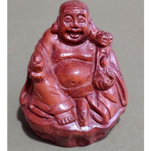 Q4346 : 2" Hand Carved Japanese Boxwood Netsuke Figurine Carving- Buddha Monk
