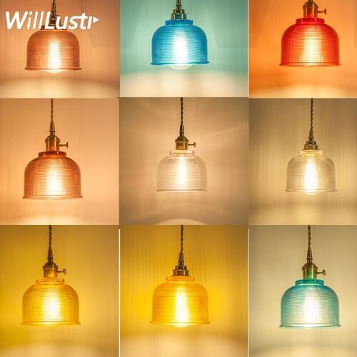 Nordic vintage crystal burgundy pressed glass pendant light luxury brass pendant lamp home dinning room hotel restaurant light