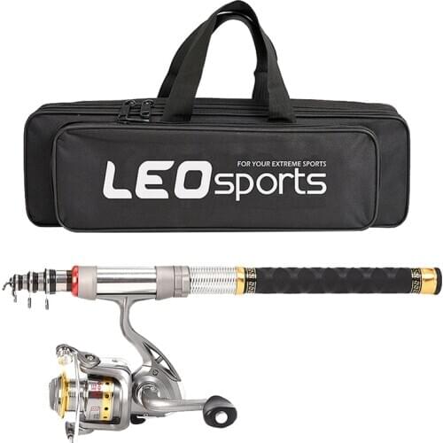 Leo Telescopic Fishing Rod And Reel Combo Full Kit Spinning Fishing Reel Gear Organizer Pole Set